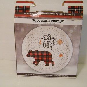 NIB Loblolly Pines Plaid Dinnerware Set of 4 Side Plates
